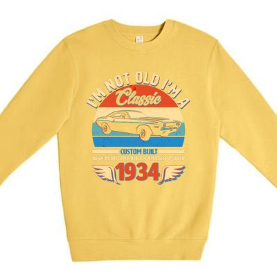 Not Old Im A Classic 1934 Car Lovers 90th Birthday Premium Crewneck Sweatshirt