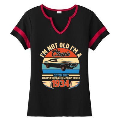 Not Old Im A Classic 1934 Car Lovers 90th Birthday Ladies Halftime Notch Neck Tee