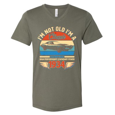 Not Old Im A Classic 1934 Car Lovers 90th Birthday V-Neck T-Shirt