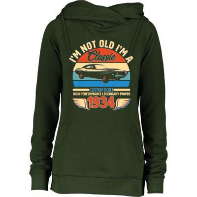 Not Old Im A Classic 1934 Car Lovers 90th Birthday Womens Funnel Neck Pullover Hood