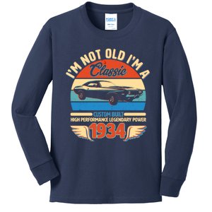 Not Old Im A Classic 1934 Car Lovers 90th Birthday Kids Long Sleeve Shirt