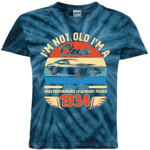 Not Old Im A Classic 1934 Car Lovers 90th Birthday Kids Tie-Dye T-Shirt