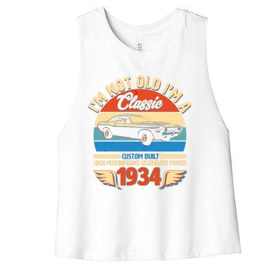 Not Old Im A Classic 1934 Car Lovers 90th Birthday Women's Racerback Cropped Tank