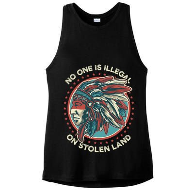 No One Is Illegal On Stolen Land Anti Trump Protest Ladies PosiCharge Tri-Blend Wicking Tank