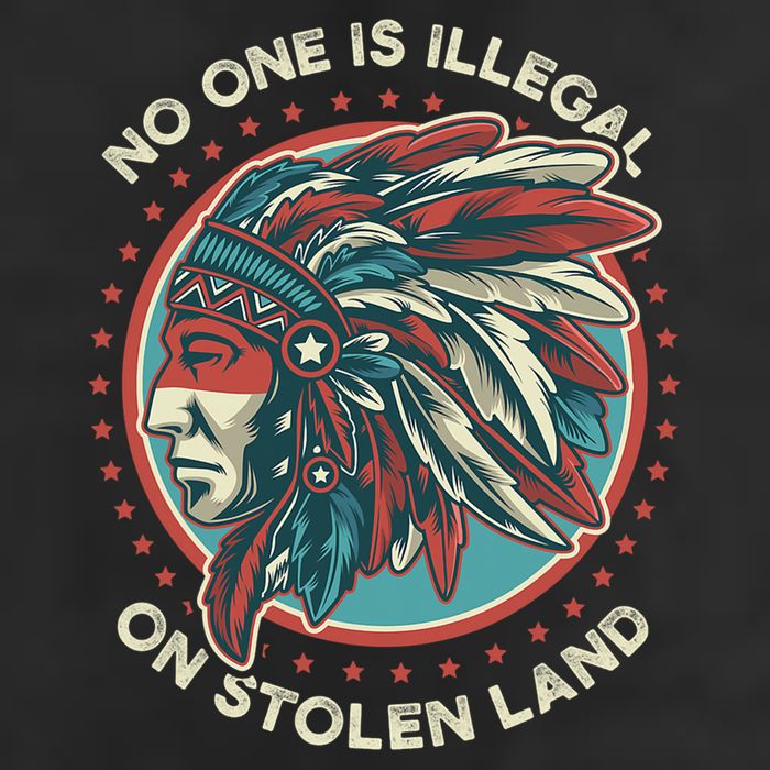 No One Is Illegal On Stolen Land Anti Trump Protest 7 Panel Mesh Trucker Snapback Hat