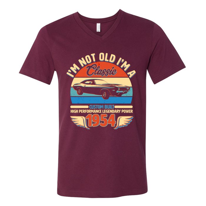 Not Old Im A Classic 1954 Car Lovers 70th Birthday V-Neck T-Shirt