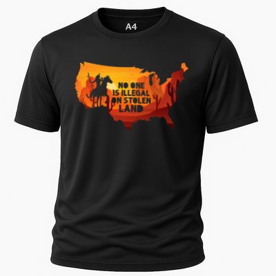 No One Is Illegal On Stolen Land Support Immigration Cooling Performance Crew T-Shirt