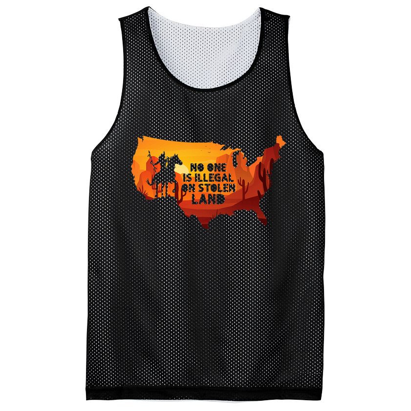 No One Is Illegal On Stolen Land Support Immigration Mesh Reversible Basketball Jersey Tank