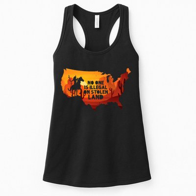No One Is Illegal On Stolen Land Support Immigration Womens Tank Top