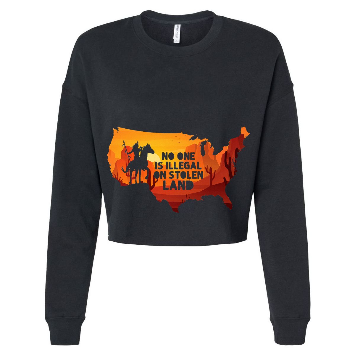 No One Is Illegal On Stolen Land Support Immigration Women's Crop Top Tee