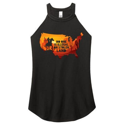 No One Is Illegal On Stolen Land Support Immigration Women's Perfect Tri Rocker Tank