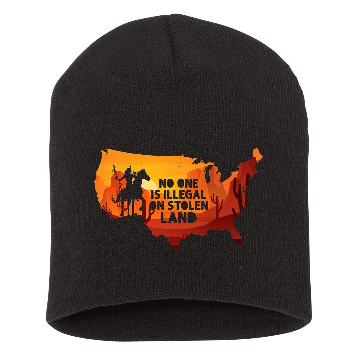 No One Is Illegal On Stolen Land Support Immigration Short Acrylic Beanie
