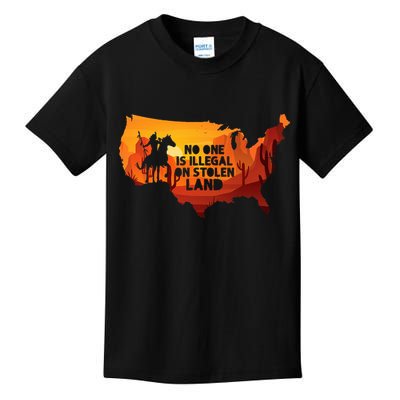 No One Is Illegal On Stolen Land Support Immigration Kids T-Shirt
