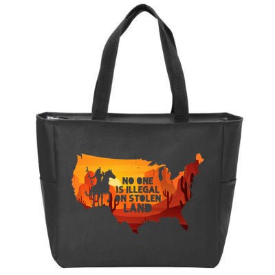 No One Is Illegal On Stolen Land Support Immigration Zip Tote Bag