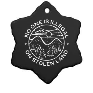 No One Is Illegal On Stolen Land Native Tribe Ceramic Star Ornament