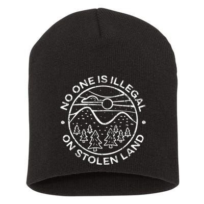 No One Is Illegal On Stolen Land Native Tribe Short Acrylic Beanie