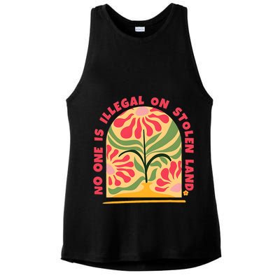 No One Is Illegal On Stolen Land Human Rights Immigration Ladies PosiCharge Tri-Blend Wicking Tank