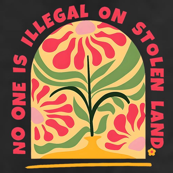 No One Is Illegal On Stolen Land Human Rights Immigration 7 Panel Mesh Trucker Snapback Hat