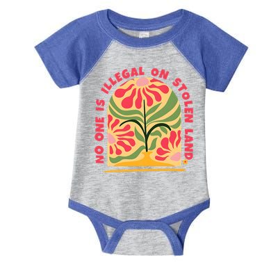 No One Is Illegal On Stolen Land Human Rights Immigration Infant Baby Jersey Bodysuit