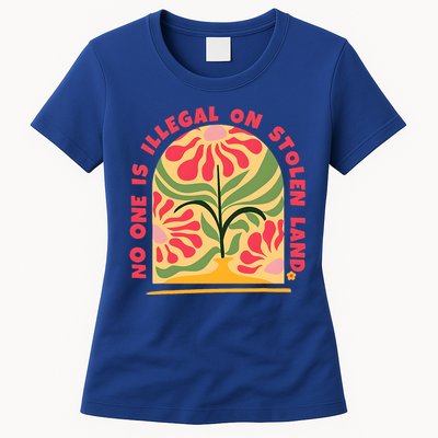 No One Is Illegal On Stolen Land Human Rights Immigration Womens T-Shirt