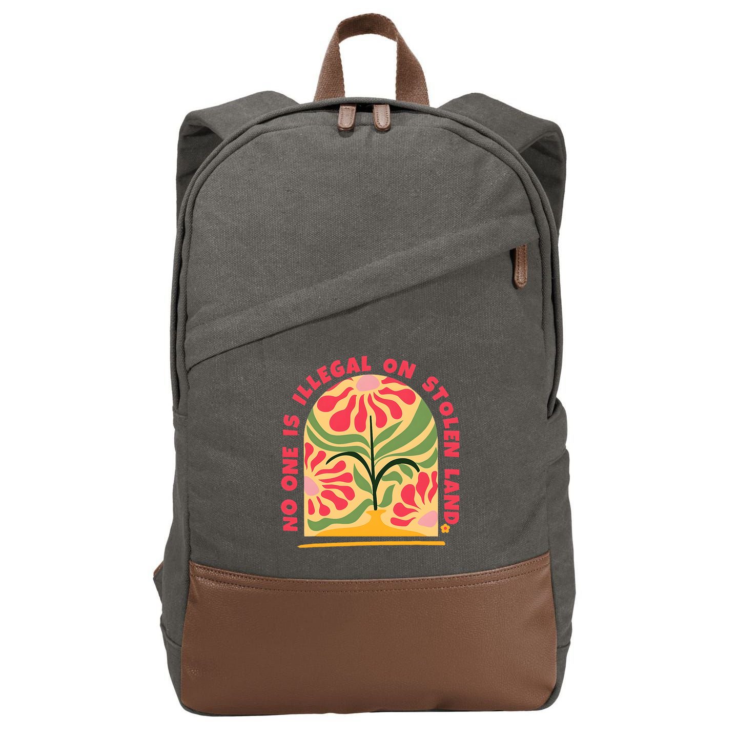 No One Is Illegal On Stolen Land Human Rights Immigration Cotton Canvas Backpack
