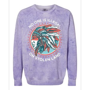 No One Is Illegal On Stolen Land Anti Trump Protest Colorblast Crewneck Sweatshirt