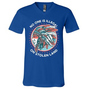 No One Is Illegal On Stolen Land Anti Trump Protest V-Neck T-Shirt