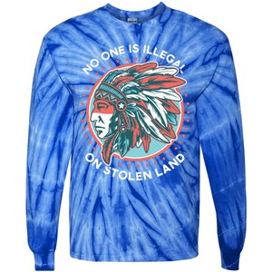 No One Is Illegal On Stolen Land Anti Trump Protest Tie-Dye Long Sleeve Shirt