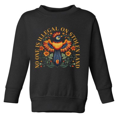 No One Is Illegal On Stolen Land Native Americans Vintage Toddler Sweatshirt