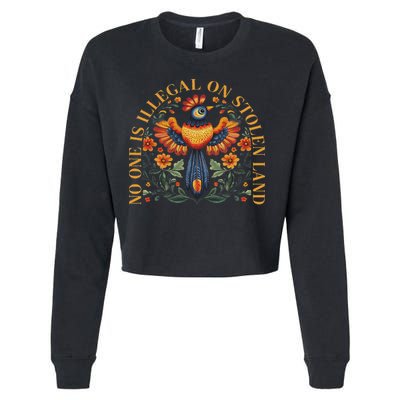 No One Is Illegal On Stolen Land Native Americans Vintage Cropped Pullover Crew