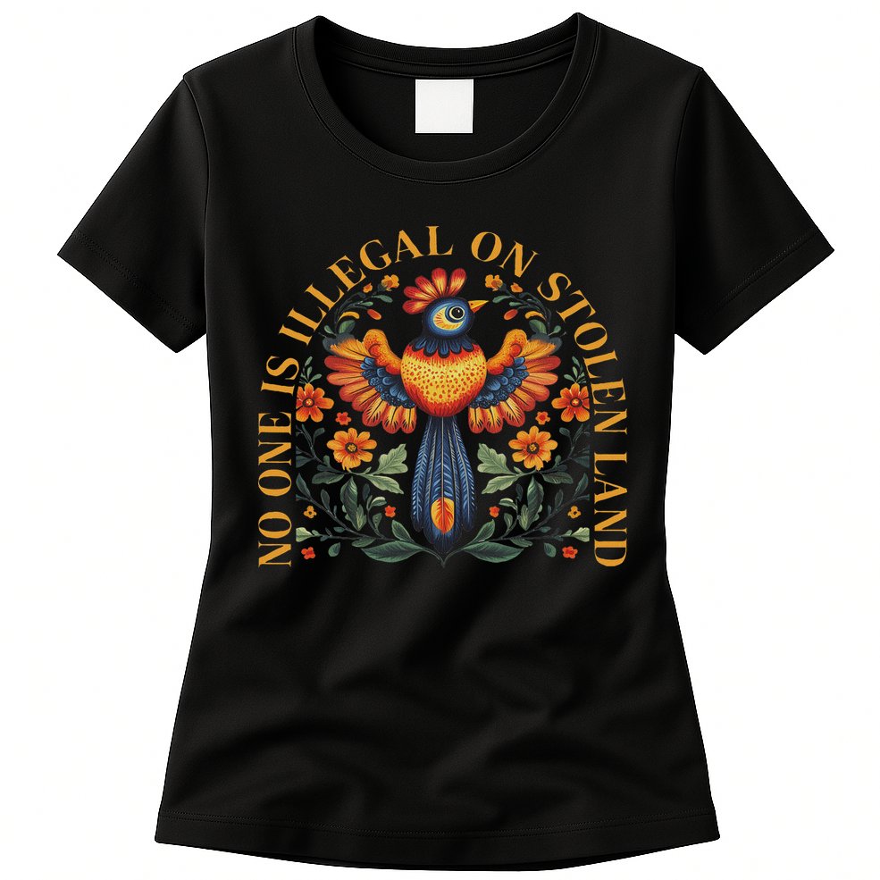 No One Is Illegal On Stolen Land Native Americans Vintage Womens T-Shirt