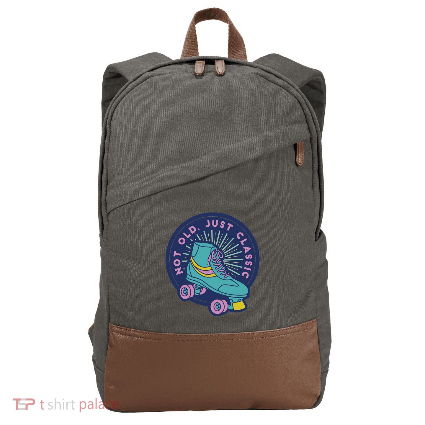 Not Old Just Classic Rollerskate Cotton Canvas Backpack