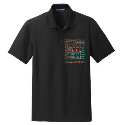 Names of Jesus Christian Dry Zone Grid Polo