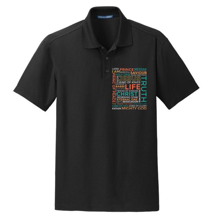 Names of Jesus Christian Dry Zone Grid Polo