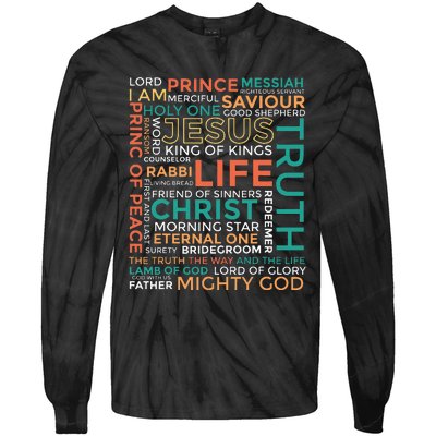 Names of Jesus Christian Tie-Dye Long Sleeve Shirt