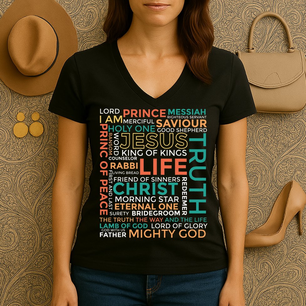 Names of Jesus Christian Women's V-Neck T-Shirt