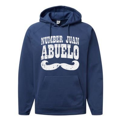 Number One Juan Abuelo Spanish Fathers Day Mexican Grandpa Performance Fleece Hoodie