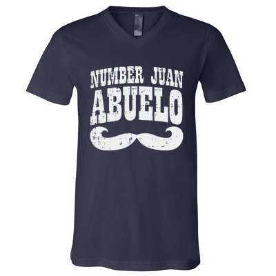 Number One Juan Abuelo Spanish Fathers Day Mexican Grandpa V-Neck T-Shirt