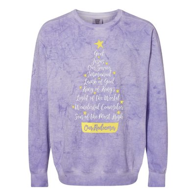 Names Of Jesus Christian Faith Christmas Tree Colorblast Crewneck Sweatshirt