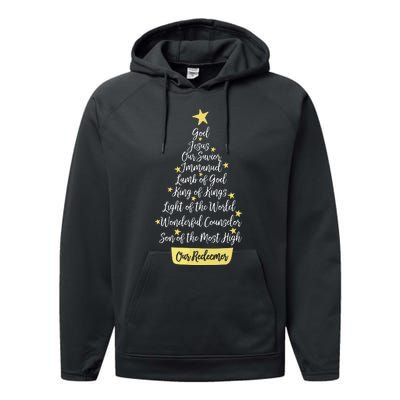 Names Of Jesus Christian Faith Christmas Tree Performance Fleece Hoodie