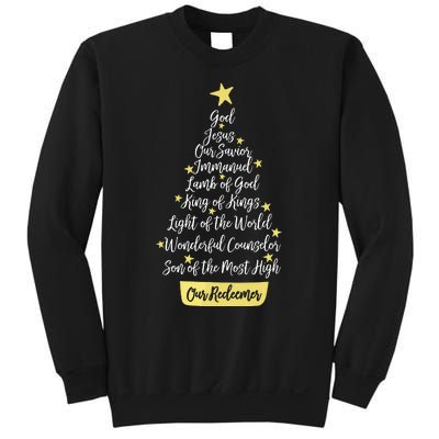 Names Of Jesus Christian Faith Christmas Tree Sweatshirt