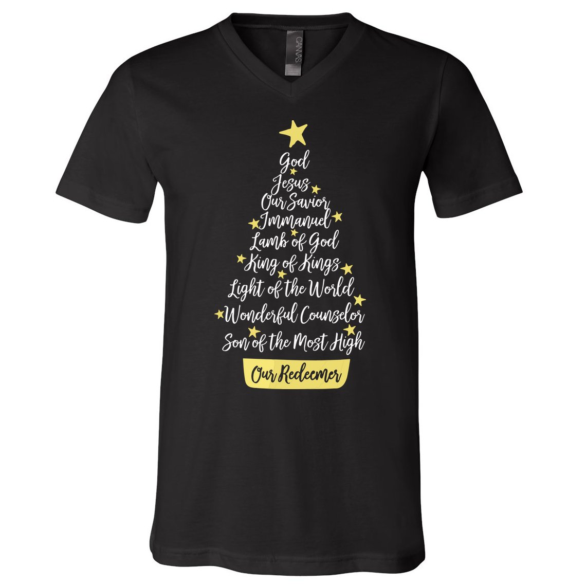 Names Of Jesus Christian Faith Christmas Tree V-Neck T-Shirt