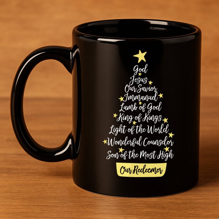 Names Of Jesus Christian Faith Christmas Tree 11oz C Handle Ceramic Mug