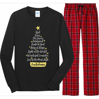 Names Of Jesus Christian Faith Christmas Tree Long Sleeve Pajama Set