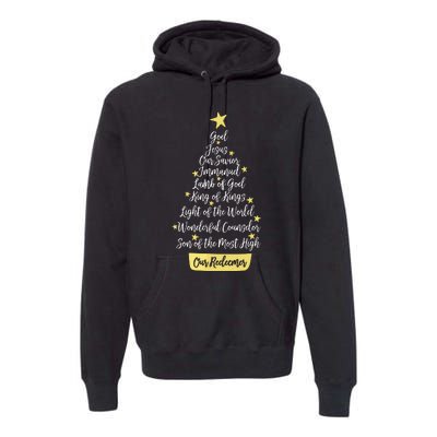 Names Of Jesus Christian Faith Christmas Tree Premium Hoodie