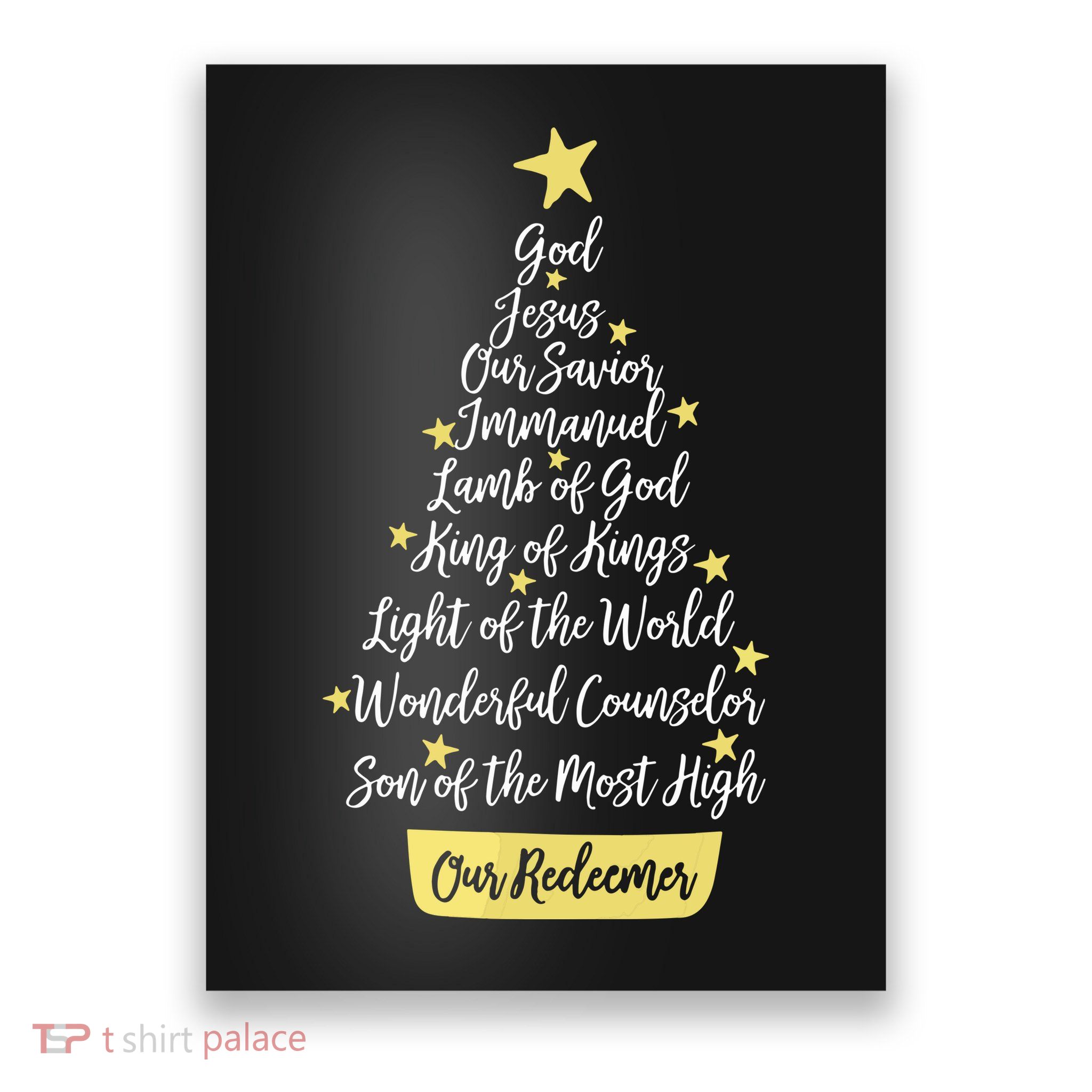 Names Of Jesus Christian Faith Christmas Tree Poster