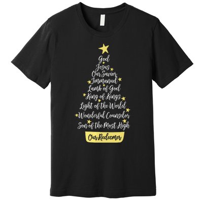 Names Of Jesus Christian Faith Christmas Tree Premium T-Shirt