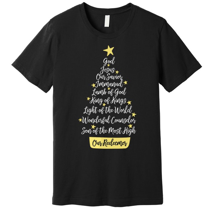 Names Of Jesus Christian Faith Christmas Tree Premium T-Shirt