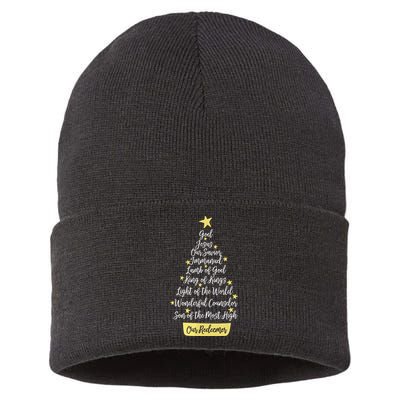 Names Of Jesus Christian Faith Christmas Tree Sustainable Knit Beanie