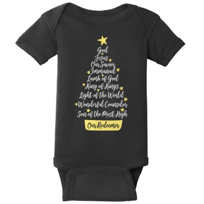 Names Of Jesus Christian Faith Christmas Tree Baby Bodysuit